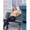 Ekouaer Women’s Long Sleeve Mock Turtleneck Tops Ribbed Shirts Fleece Soft Thermal Undershirts Tee(Beige)