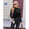 Ekouaer Women’s Long Sleeve Mock Turtleneck Tops Ribbed Shirts Fleece Soft Thermal Undershirts Tee(Black)