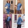 Ekouaer Women’s Long Sleeve Mock Turtleneck Tops Ribbed Shirts Fleece Soft Thermal Undershirts Tee(Blue)