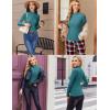 Ekouaer Women’s Long Sleeve Mock Turtleneck Tops Ribbed Shirts Fleece Soft Thermal Undershirts Tee(Blue Green)