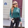 Ekouaer Women’s Long Sleeve Mock Turtleneck Tops Ribbed Shirts Fleece Soft Thermal Undershirts Tee(Blue Green)