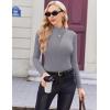 Ekouaer Women’s Long Sleeve Mock Turtleneck Tops Ribbed Shirts Fleece Soft Thermal Undershirts Tee(Grey)