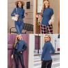 Ekouaer Women’s Long Sleeve Mock Turtleneck Tops Ribbed Shirts Fleece Soft Thermal Undershirts Tee(Grey Blue-1)