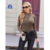 Ekouaer Women’s Long Sleeve Mock Turtleneck Tops Ribbed Shirts Fleece Soft Thermal Undershirts Tee(Light Brown)