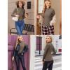 Ekouaer Women’s Long Sleeve Mock Turtleneck Tops Ribbed Shirts Fleece Soft Thermal Undershirts Tee(Light Brown)