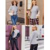 Ekouaer Women’s Long Sleeve Mock Turtleneck Tops Ribbed Shirts Fleece Soft Thermal Undershirts Tee(Light Gray-1)