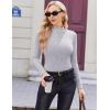 Ekouaer Women’s Long Sleeve Mock Turtleneck Tops Ribbed Shirts Fleece Soft Thermal Undershirts Tee(Light Gray-1)