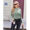 Ekouaer Women’s Long Sleeve Mock Turtleneck Tops Ribbed Shirts Fleece Soft Thermal Undershirts Tee(Light Green-1)