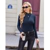 Ekouaer Women’s Long Sleeve Mock Turtleneck Tops Ribbed Shirts Fleece Soft Thermal Undershirts Tee(Navy Blue)