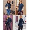 Ekouaer Women’s Long Sleeve Mock Turtleneck Tops Ribbed Shirts Fleece Soft Thermal Undershirts Tee(Navy Blue-1)
