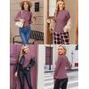 Ekouaer Women’s Long Sleeve Mock Turtleneck Tops Ribbed Shirts Fleece Soft Thermal Undershirts Tee(Purple Red)