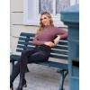 Ekouaer Women’s Long Sleeve Mock Turtleneck Tops Ribbed Shirts Fleece Soft Thermal Undershirts Tee(Purple Red)