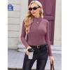 Ekouaer Women’s Long Sleeve Mock Turtleneck Tops Ribbed Shirts Fleece Soft Thermal Undershirts Tee(Purple Red)