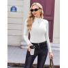 Ekouaer Women’s Long Sleeve Mock Turtleneck Tops Ribbed Shirts Fleece Soft Thermal Undershirts Tee(White)