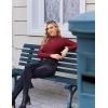 Ekouaer Women’s Long Sleeve Mock Turtleneck Tops Ribbed Shirts Fleece Soft Thermal Undershirts Tee(Wine Red)