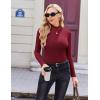 Ekouaer Women’s Long Sleeve Mock Turtleneck Tops Ribbed Shirts Fleece Soft Thermal Undershirts Tee(Wine Red)
