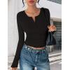 Ekouaer Women’s Long Sleeve Shirts 3 Packs Henley Button Down Tops Ribbed Slim Fit Base Layer Soft Thermal Tee(Black / Black / Black (3pcs))