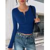 Ekouaer Women’s Long Sleeve Shirts 3 Packs Henley Button Down Tops Ribbed Slim Fit Base Layer Soft Thermal Tee(Black / Dark Gray / Navy (3pcs))