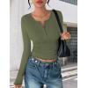 Ekouaer Women’s Long Sleeve Shirts 3 Packs Henley Button Down Tops Ribbed Slim Fit Base Layer Soft Thermal Tee(Black / Pink / Army Green (3pcs))