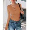 Ekouaer Women’s Long Sleeve Shirts 3 Packs Henley Button Down Tops Ribbed Slim Fit Base Layer Soft Thermal Tee(Black / White / Light Brown (3pcs))