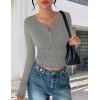 Ekouaer Women’s Long Sleeve Shirts 3 Packs Henley Button Down Tops Ribbed Slim Fit Base Layer Soft Thermal Tee(Black / White / Light Gray (3pcs))