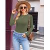 Ekouaer Womens Long Sleeve Shirts Crew Neck Stretchy Fitted Ribbed Tops Basic Base Layer Soft Thermal Undershirts Tee(Army Green)