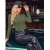 Ekouaer Womens Long Sleeve Shirts Crew Neck Stretchy Fitted Ribbed Tops Basic Base Layer Soft Thermal Undershirts Tee(Army Green)