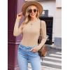 Ekouaer Womens Long Sleeve Shirts Crew Neck Stretchy Fitted Ribbed Tops Basic Base Layer Soft Thermal Undershirts Tee(Beige)