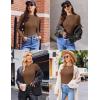 Ekouaer Womens Long Sleeve Shirts Crew Neck Stretchy Fitted Ribbed Tops Basic Base Layer Soft Thermal Undershirts Tee(Brown)