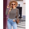 Ekouaer Womens Long Sleeve Shirts Crew Neck Stretchy Fitted Ribbed Tops Basic Base Layer Soft Thermal Undershirts Tee(Coffee Grey)