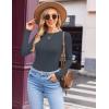 Ekouaer Womens Long Sleeve Shirts Crew Neck Stretchy Fitted Ribbed Tops Basic Base Layer Soft Thermal Undershirts Tee(Dark Gray)