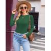 Ekouaer Womens Long Sleeve Shirts Crew Neck Stretchy Fitted Ribbed Tops Basic Base Layer Soft Thermal Undershirts Tee(Green)