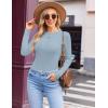Ekouaer Womens Long Sleeve Shirts Crew Neck Stretchy Fitted Ribbed Tops Basic Base Layer Soft Thermal Undershirts Tee(Light Blue)