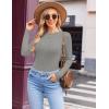 Ekouaer Womens Long Sleeve Shirts Crew Neck Stretchy Fitted Ribbed Tops Basic Base Layer Soft Thermal Undershirts Tee(Light Gray)