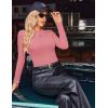 Ekouaer Womens Long Sleeve Shirts Crew Neck Stretchy Fitted Ribbed Tops Basic Base Layer Soft Thermal Undershirts Tee(Rose Pink)