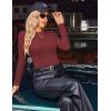 Ekouaer Womens Long Sleeve Shirts Crew Neck Stretchy Fitted Ribbed Tops Basic Base Layer Soft Thermal Undershirts Tee(Wine Red)