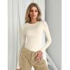 Ekouaer Women’s Long Sleeve Shirts Tight Fitted Tops Crewneck Underscrubs Tee Lightweight Basic Thermal Undershirts(Beige)