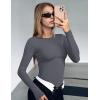 Ekouaer Women’s Long Sleeve Shirts Tight Fitted Tops Crewneck Underscrubs Tee Lightweight Basic Thermal Undershirts(Darkgrey)