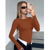 Ekouaer Women’s Long Sleeve Shirts Tight Fitted Tops Crewneck Underscrubs Tee Lightweight Basic Thermal Undershirts(Light Brown)