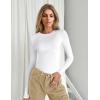 Ekouaer Women’s Long Sleeve Shirts Tight Fitted Tops Crewneck Underscrubs Tee Lightweight Basic Thermal Undershirts(White)
