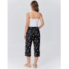 Ekouaer Womens Pajamas Pants Capri Pj Bottoms with Pockets Comfy Drawstring Printed Lounge Soft Sleep Pants(Black Cherry)