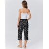 Ekouaer Womens Pajamas Pants Capri Pj Bottoms with Pockets Comfy Drawstring Printed Lounge Soft Sleep Pants(Black Stars)