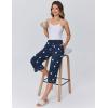 Ekouaer Womens Pajamas Pants Capri Pj Bottoms with Pockets Comfy Drawstring Printed Lounge Soft Sleep Pants(Butterfly)