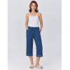 Ekouaer Womens Pajamas Pants Capri Pj Bottoms with Pockets Comfy Drawstring Printed Lounge Soft Sleep Pants(Navy Blue Dots)