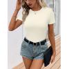 Ekouaer Womens Short Sleeve Shirts 3 Pack Crew Neck Tops Slim Fit Basic Tees Trendy Clothes Base Layer(3pcs Beige/ Beige/ Beige)