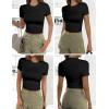Ekouaer Womens Short Sleeve Shirts 3 Pack Crew Neck Tops Slim Fit Basic Tees Trendy Clothes Base Layer(3pcs Black/ Black/ Black)