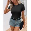 Ekouaer Womens Short Sleeve Shirts 3 Pack Crew Neck Tops Slim Fit Basic Tees Trendy Clothes Base Layer(3pcs Black/ Dark Gray/ Chestnut Brown)