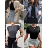 Ekouaer Womens Short Sleeve Shirts 3 Pack Crew Neck Tops Slim Fit Basic Tees Trendy Clothes Base Layer(3pcs Black/ Dark Gray/ Navy Blue)