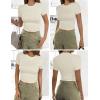 Ekouaer Womens Short Sleeve Shirts 3 Pack Crew Neck Tops Slim Fit Basic Tees Trendy Clothes Base Layer(3pcs Black/ Dirty Pink/ Beige)