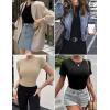 Ekouaer Womens Short Sleeve Shirts 3 Pack Crew Neck Tops Slim Fit Basic Tees Trendy Clothes Base Layer(3pcs Black/ Khaki/ Chestnut Brown)